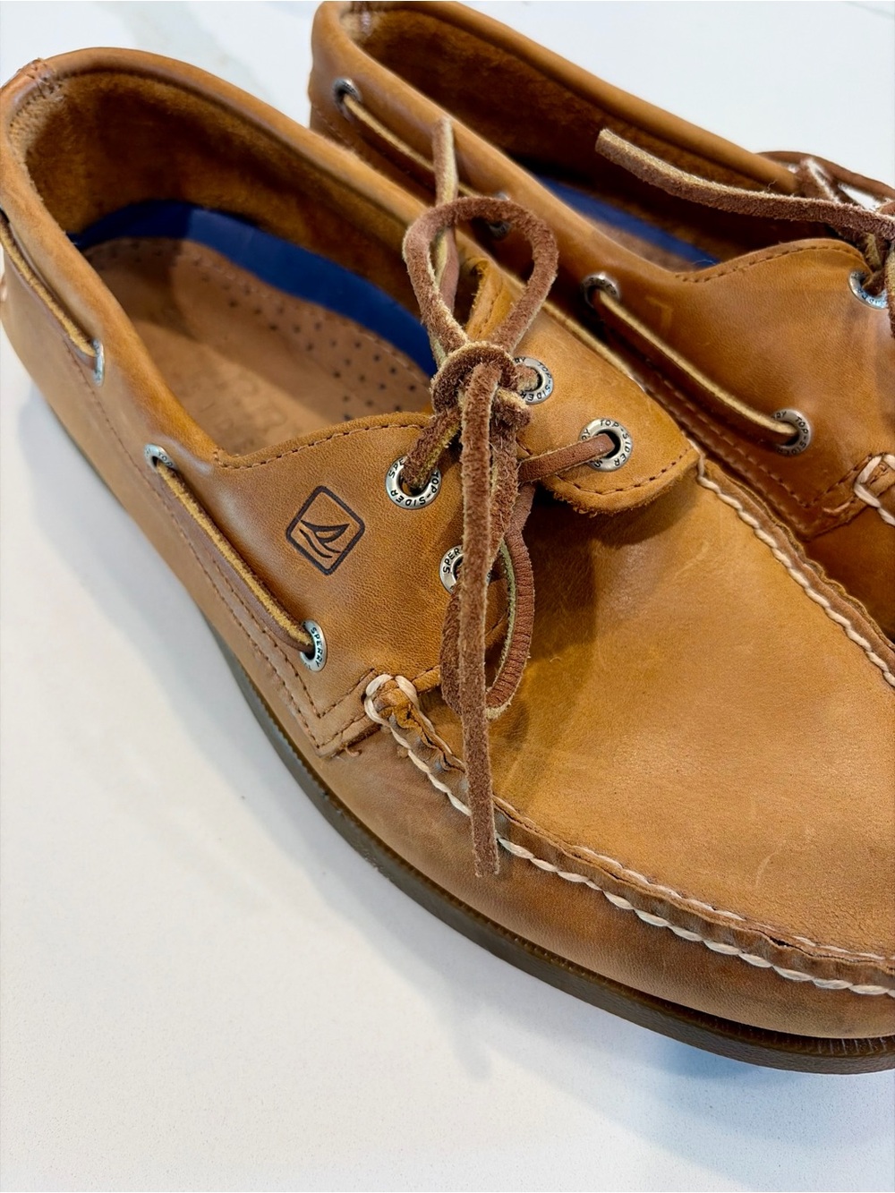Men's Authentic Sperry Original Tan Leather Boat Shoes 9.5